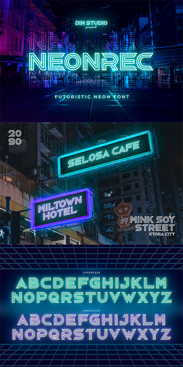 Neon Rec font - clickfreefonts